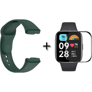 Xiaomi Redmi Watch 3 Active ile Uyumlu Silikon Kordon Kayış + Ekran Koruyucu Film - FC171