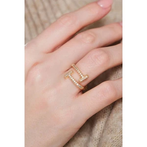 Gold Ayarlanabilir T Tiffany  Zirkon Taşlı Yüzük