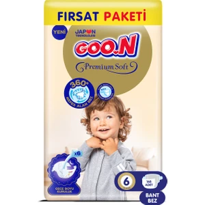 Goo.n Premium Soft 6 Numara Süper Yumuşak Bant Bebek Bezi Fırsat Paketi - 168 Adet