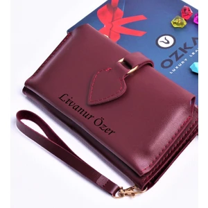 Ozka Leather Collection Bordo Maça Model Trend Kadın Cüzdanı - Anahtarlık Hediyeli!
