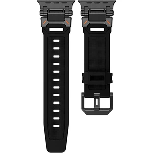 Apple Watch 7 8 9 45 mm Uyumlu Titanyum Aksamlı Silikon Kordon Luxury Premium Kayış