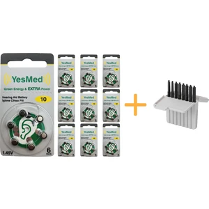 Yesmed Extra Power 10 Numara Işitme Cihazı Pili (10 Paket x 6 Adet = 60 Adet Pil) +  Işitme Cihazı Filtresi Gri Paket