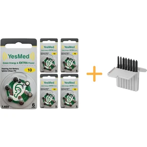 Yesmed Extra Power 10 Numara Işitme Cihazı Pili (5 Paket x 6 Adet = 30 Adet Pil) +  Işitme Cihazı Filtresi Gri Paket