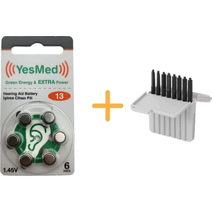 Yesmed Extra Power 13 Numara Işitme Cihazı Pili (1 Paket = 6 Adet Pil) +  Işitme Cihazı Filtresi Gri Paket