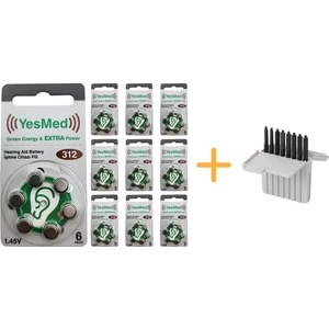 Yesmed Extra Power 312 Numara Işitme Cihazı Pili (10 Paket x 6 Adet = 60 Adet Pil) +  Işitme Cihazı Filtresi Gri Paket