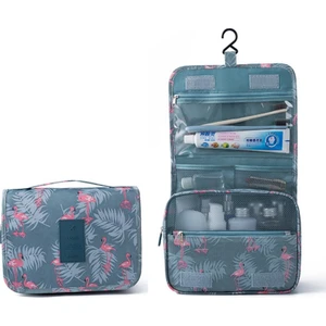 Çok Fonksiyonlu Askılı Makyaj Çantası Flamingo Desen ( Büyük Boy )