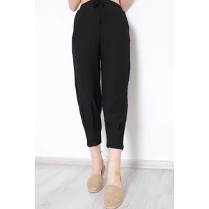 Hira Fashion Kadın Siyah Pileli Paça Pantolon