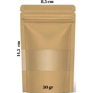 8,5X14,5 Kraft pencereli Kilitli Doypack 50 Adet