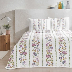 Baskılı Lily Çift Kişilik Pike Takımı Pembe