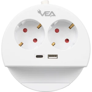 Ve- G1102C 2'li USB + Type-C Girişli Telefon Standlı 1.5 Metre Grup Priz