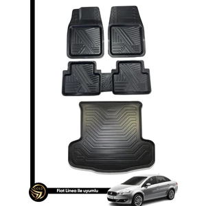 Fiat Linea 3D Zebra Oto Paspas ve Araca Özel Kauçuk Bagaj Havuzu Seti