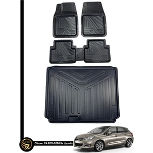 Citroen C4 2011-2020 3D Zebra Oto Paspas ve Araca Özel Kauçuk Bagaj Havuzu Seti