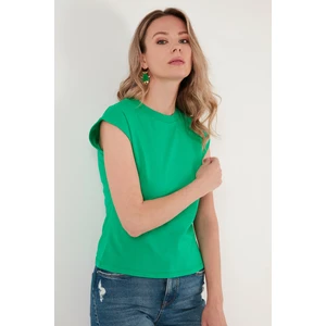 Bisiklet Yaka % 100 Pamuk Basic T Shirt Bayan T Shirt 5864121