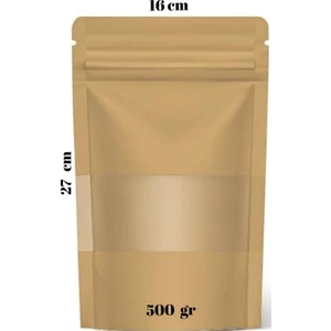 16X27 Kraft Pencereli Kilitli Doypack  50 Adet