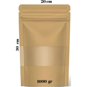 20X30 Kraft Pencereli Kilitli Doypack  50 Adet