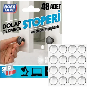 Boss Tape Yapışkanlı Dolap Çekmece Stoperi Ses Engelleyici Şeffaf 48 Adet
