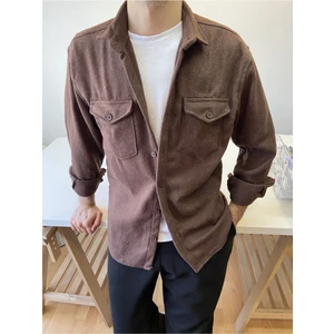 Tarz Cool Erkek Slim Fit Çift Cep Kapaklı Oduncu Gömlek