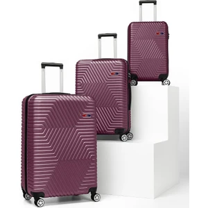 G&d Polo Suitcase Abs 3'lü Mürdüm Lüx Valiz Seyahat Seti 600.09-SET