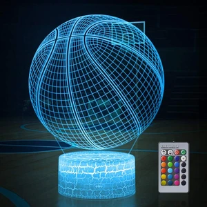 Uzaktan Dokunmatik Kontrol ile Basketbol 3D Lamba Gece Lambası Çoklu Renk Parlaklığı Spor Severler Erkek Kız Çocuklar Için Ayarlanmış Hediyeler (Yurt Dışından)