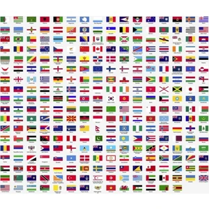 Kt Decoration Ülke Bayrakları ve Isimleri Duvar Sticker 261 Adet