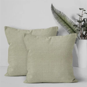 2'li Keten Görünümlü Kırlent Kılıfı Krem