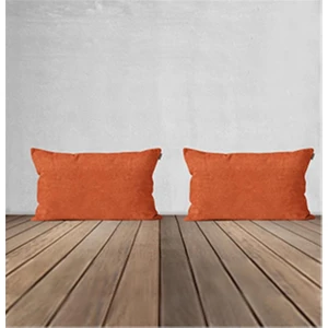 2'li Kiremit 30 x 50 cm Kadife Dokulu Dikdörtgen Kırlent Kılıfı