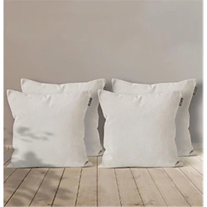 4'lü Kadife Dokulu Kırlent Kılıfı Açık Krem