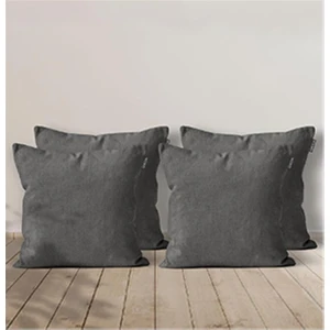 4'lü Kadife Dokulu Kırlent Kılıfı Gri