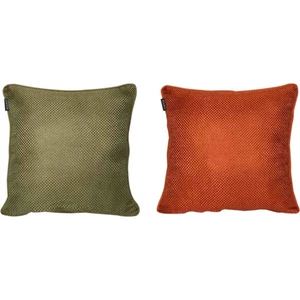 2'li Hasır Dokulu Fitilli Çift Taraflı Kırlent Kılıfı Yeşil-Turuncu