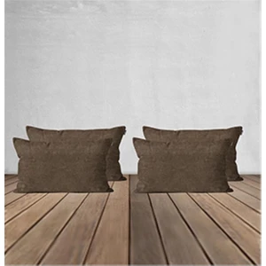 4'lü Kadife Dokulu Kırlent Kılıfı Açık Kahve