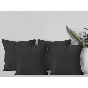 4'lü Keten Görünümlü Kırlent Kılıfı Siyah