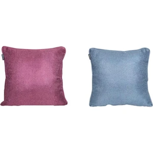 2'lı Hasır Dokulu Fitilli Çift Taraflı Kırlent Kılıfı Mor-Mavi