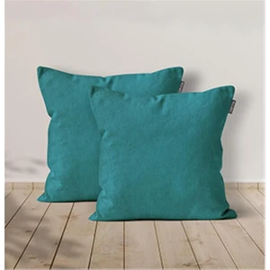 2'li Kadife Dokulu Dikdörtgen Kırlent Kılıfı Turkuaz