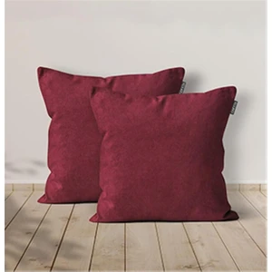 2'li Kadife Dokulu Dikdörtgen Kırlent Kılıfı Bordo