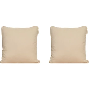 2'li Kadife Dokulu Fitilli Dikdörtgen Kırlent Kılıfı Krem