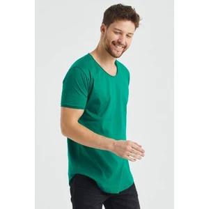 Tarz Cool Erkek Kırmızı Oval Etek Geniş Yaka %100 Pamuk Kısa Kollu T-Shirt