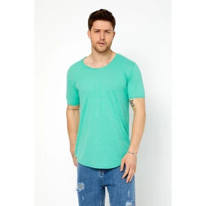 Tarz Cool Erkek Kırmızı Oval Etek Geniş Yaka %100 Pamuk Kısa Kollu T-Shirt