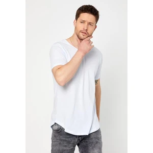 Tarz Cool Erkek Kırmızı Oval Etek Geniş Yaka %100 Pamuk Kısa Kollu T-Shirt