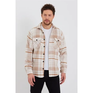 Tarz Cool Erkek Slim Fit Uzun Kollu Çift Cepli Ekoseli Oduncu Gömlek