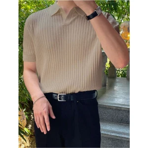 Tarz Cool Erkek Fitilli Polo Yaka Triko T-Shirt