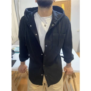 Tarz Cool Erkek Tek Cep Kapaklı Slim Fit Kapüşonlu Oduncu Gömlek