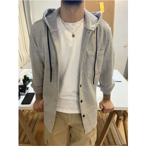 Tarz Cool Erkek Tek Cep Kapaklı Slim Fit Kapüşonlu Oduncu Gömlek