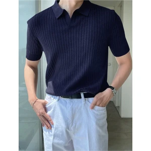 Tarz Cool Erkek Fitilli Polo Yaka Triko T-Shirt