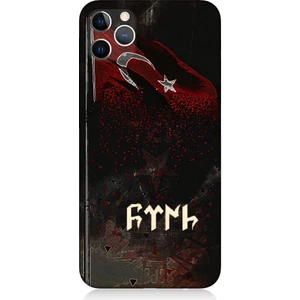 Apple iPhone 11 Pro Max Uyumlu Bayrak ve Türk Desenli Silikon Kılıf