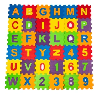 Eva Puzzle Oyun Matı Minder 7mm Harfler ve Sayılar 12X12CM 36 Adet