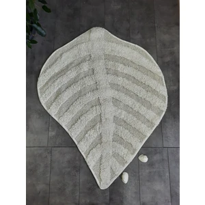 Bonny Home Yaprak Krem Doğal Pamuklu Banyo Paspası 100X100 cm Tek Parça Tufting Dokuma Paspas