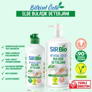 Sır Bio Bitkisel Özlü Elde Bulaşık Deterjanı 1000 ml Pompalı Şişe + 500 ml