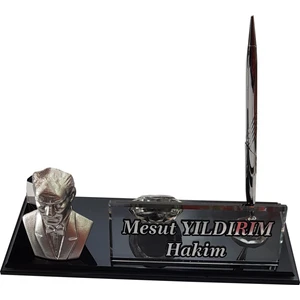 Isimlik - Masalık -  Buro Ofıs Hediye - Kalemlık M524 Gümüş Ata