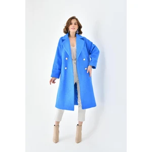Ftz Women Kadın Kravuze Kaşe Kaban Saks Mavi 30642
