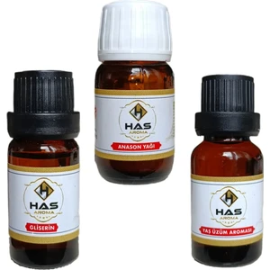 Has Aroma Tekirdağ 3'lü Set  Kit (Gliserin, Yaş Üzüm ,anason Yağı 5 Litreye Uyumlu)